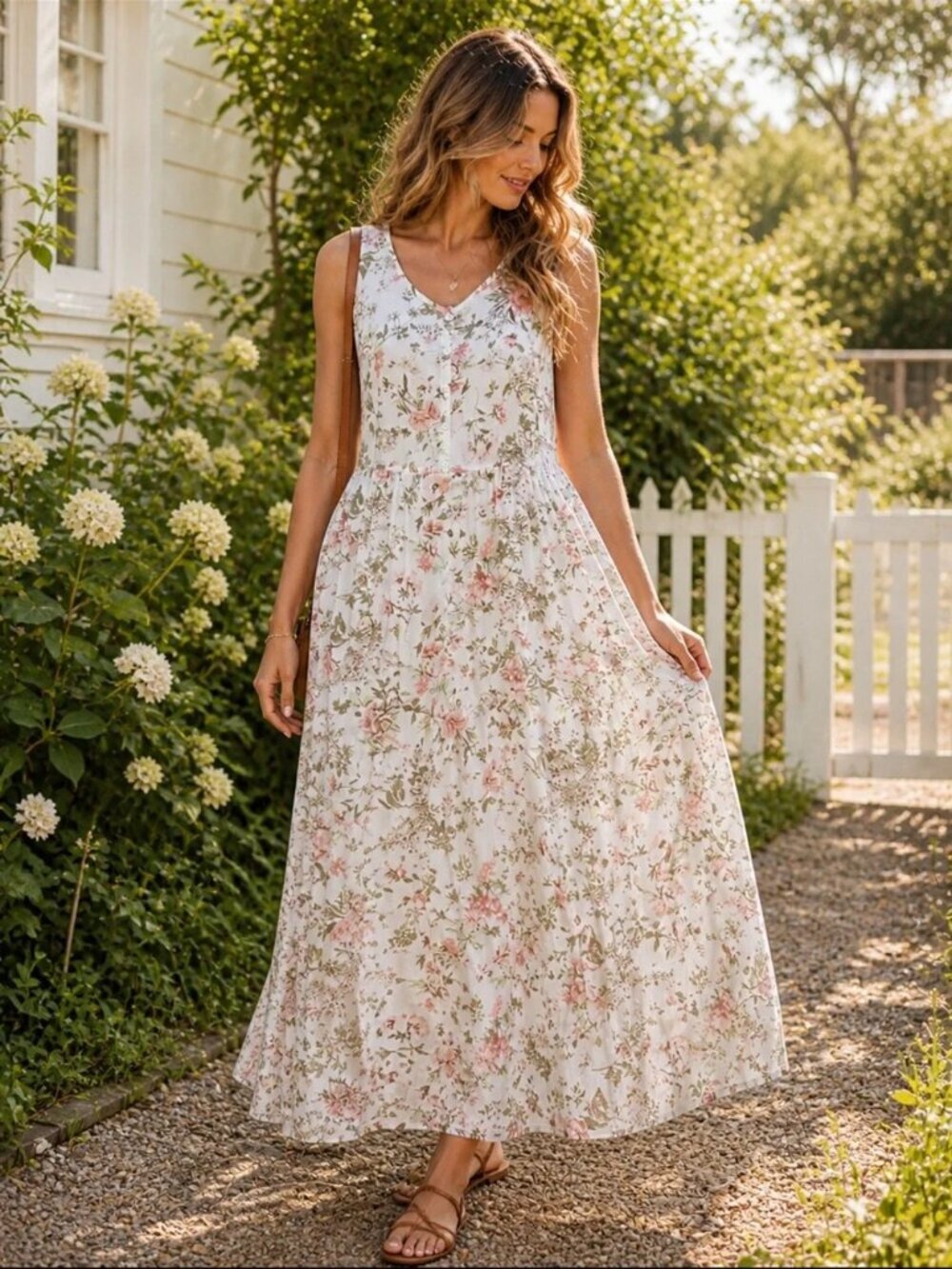 FRYE Women’s Resort Vacation Floral Maxi Sleeveless Button Front Dress Size S